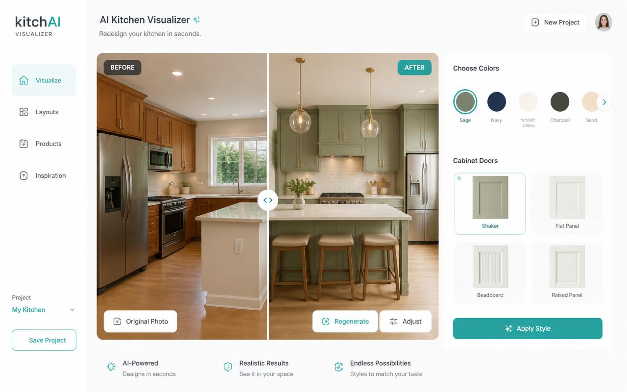 AI Kitchen Visualizer — Visualisera ett nytt kök direkt i kundens befintliga hem