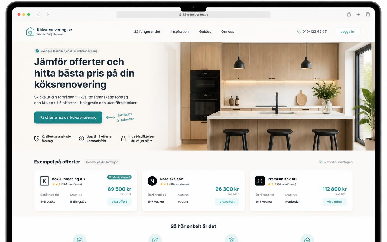 KitchenFinder.se — Webbplattform & prisjämförelsetjänst